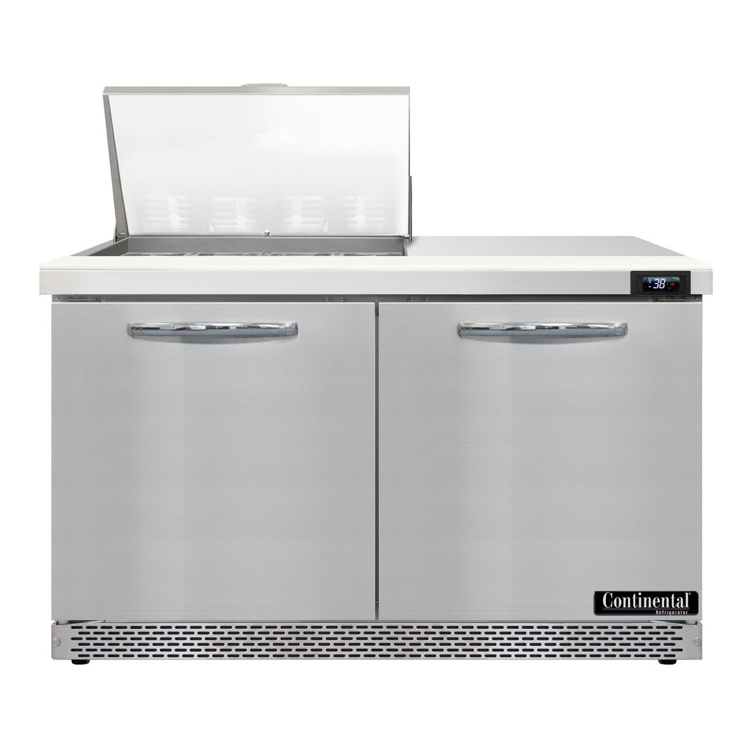 Continental Refrigerator D48N12M-FB 48" Mega Top Sandwich Prep Table w/ 2 Doors, 12 pans