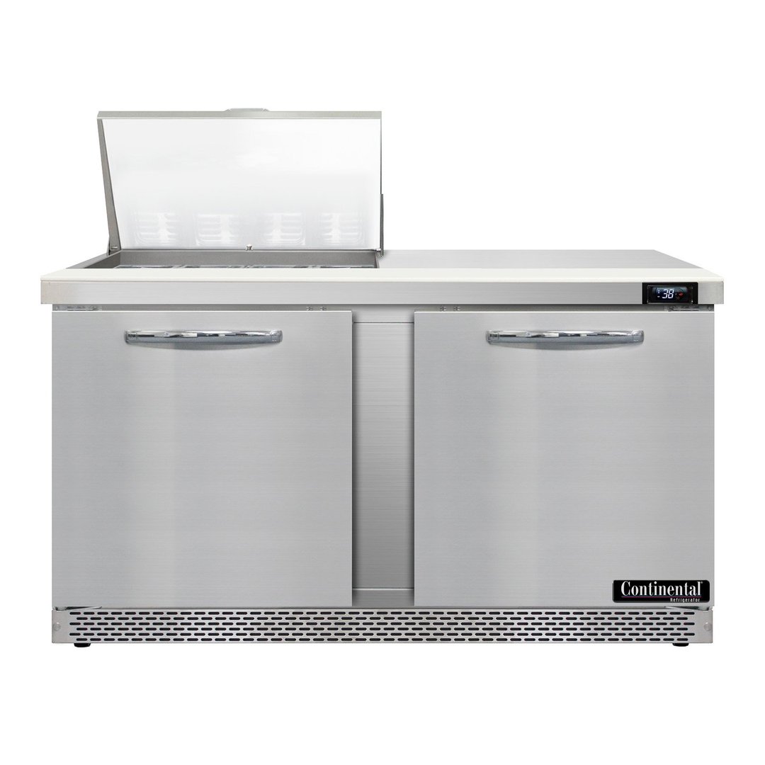 Continental Refrigerator D60N12M-FB 60" Mega Top Sandwich Prep Table w/ 2 Doors, 12 pans