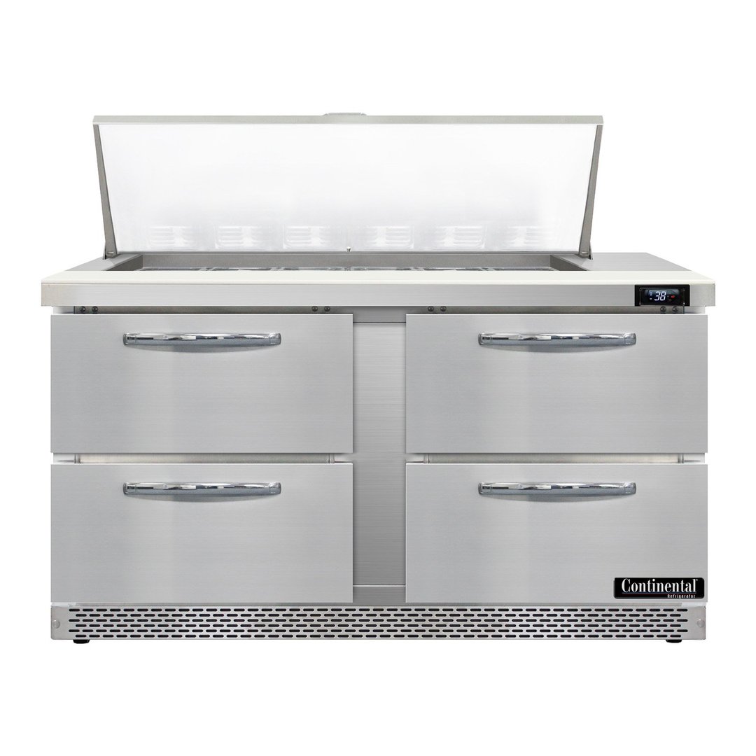 Continental Refrigerator D60N18M-FB-D 60" Mega Top Sandwich Prep Table w/ 4 Drawers, 18 pans