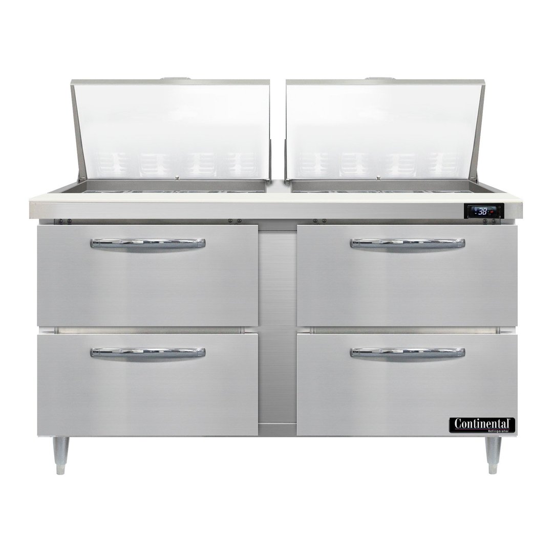 Continental Refrigerator D60N24M-D 60" Mega Top Sandwich Prep Table w/ 4 Drawers, 24 pans