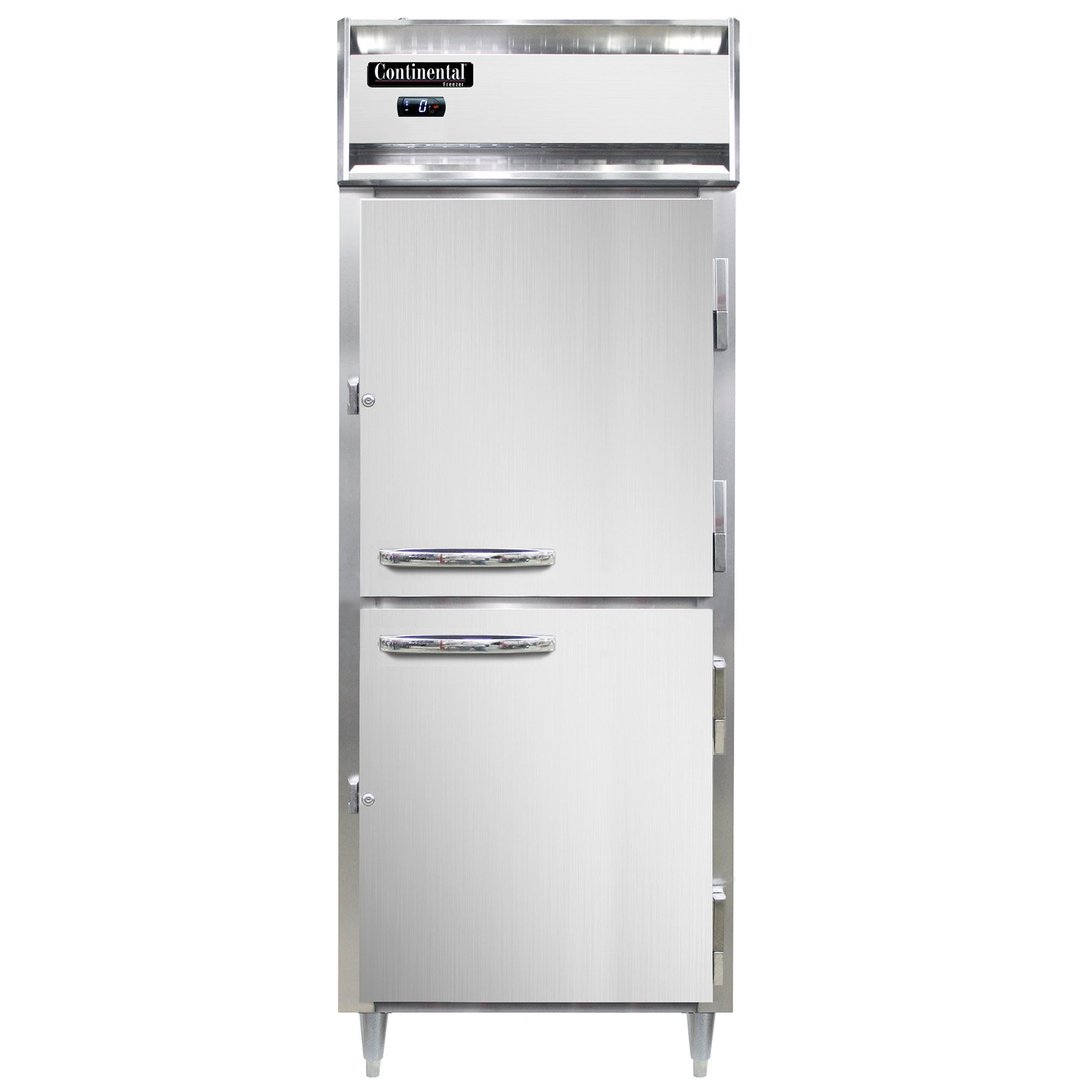 Continental Refrigerator D1FENSSPTHD 29" One Section Pass-Thru Freezer w/ 4 Half Solid Doors, All Stainless Steel, 22 cu. ft.