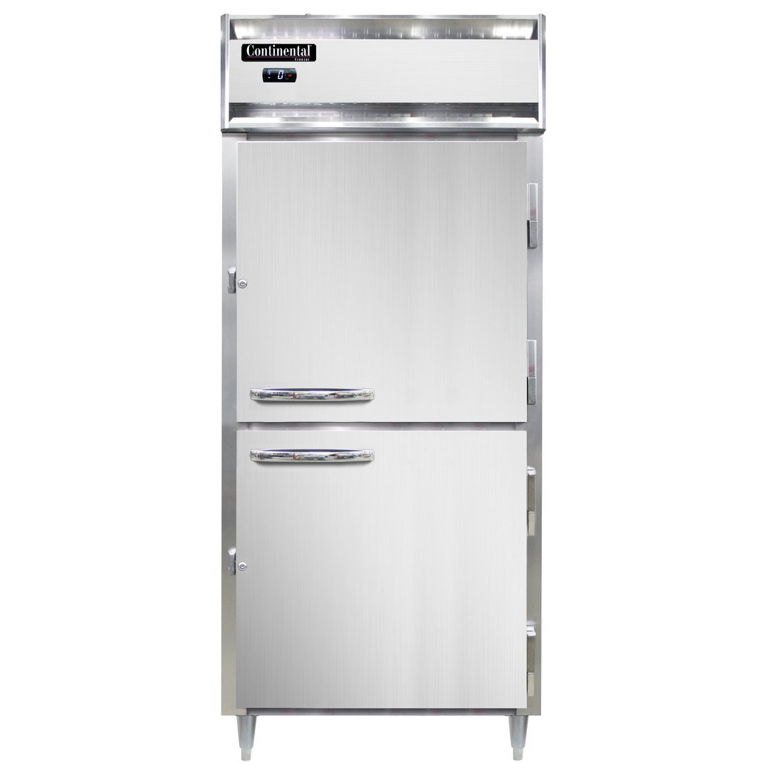 Continental Refrigerator D1FXNHD 36" One Section Reach-In Freezer w/ 2 Half Solid Doors, 32 cu. ft.