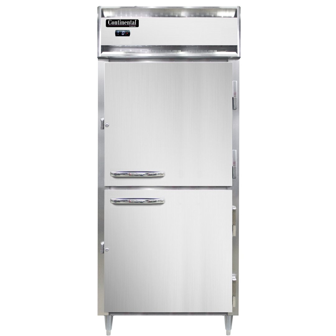 Continental Refrigerator D1FXNSAPTHD 36" One Section Pass-Thru Freezer w/ 4 Half Solid Doors, Stainless Steel Exterior, 32 cu. ft.