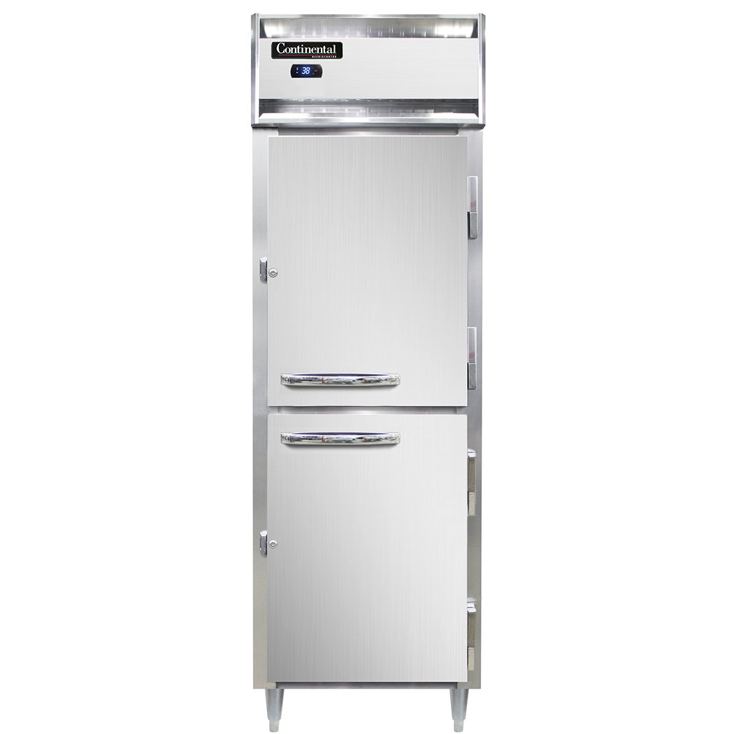 Continental Refrigerator D1RSNSAHD 26" One Section Reach-In Refrigerator w/ 2 Half Solid Doors, Stainless Steel Exterior, 16 cu. ft.