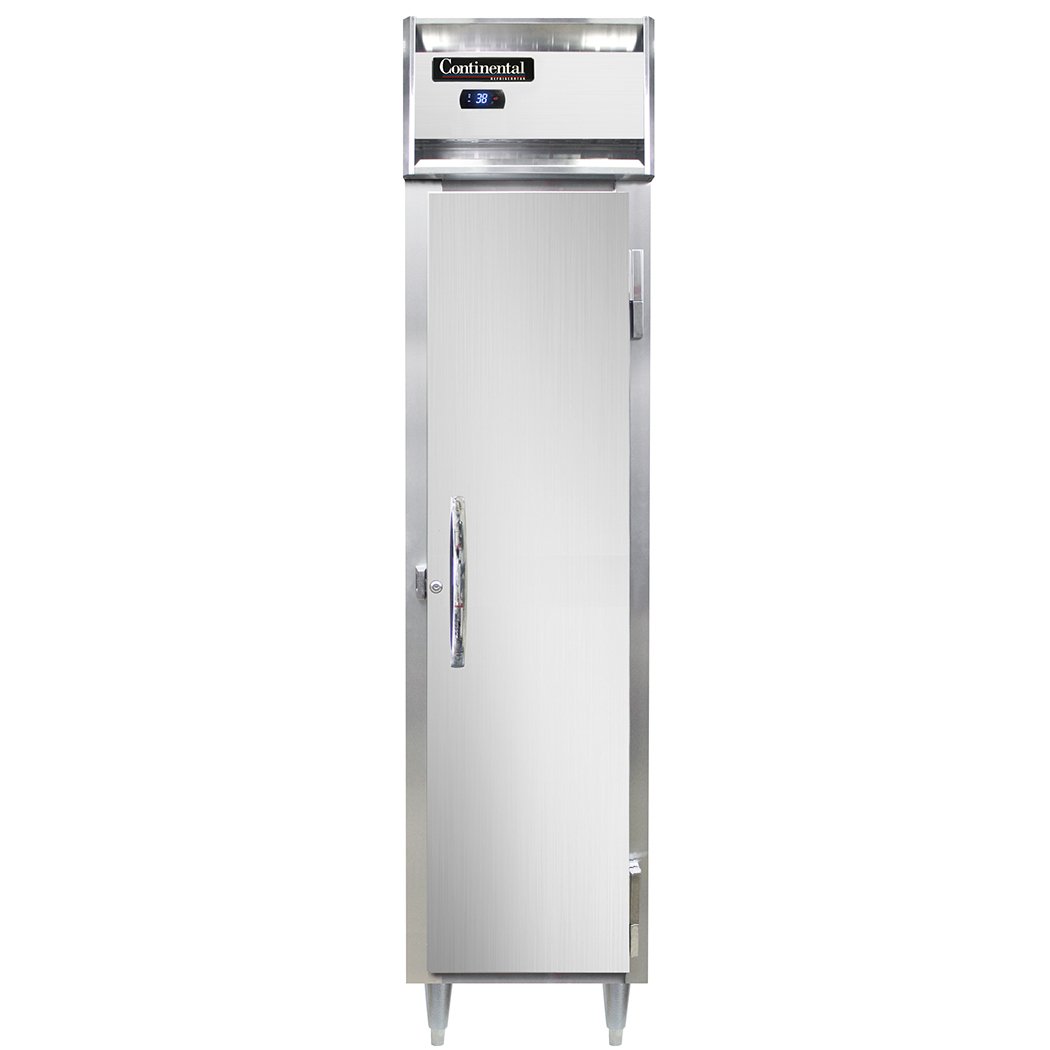 Continental Refrigerator D1RSESN 18" One Section Reach-In Refrigerator w/ Solid Door, Stainless Steel Front Aluminum Exterior, 12 cu. ft.