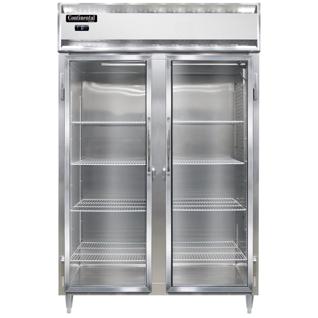 Continental Refrigerator D2FNSAGD 52" Two Section Reach-In Freezer w/ 2 Glass Doors, Stainless Steel Exterior, 50 cu. ft.