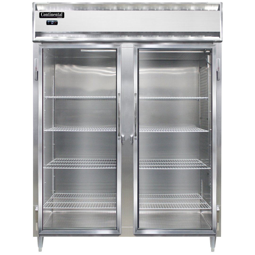 Continental Refrigerator D2FENGD 57" Two Section Reach-In Freezer w/ 2 Glass Doors, 52 cu. ft.