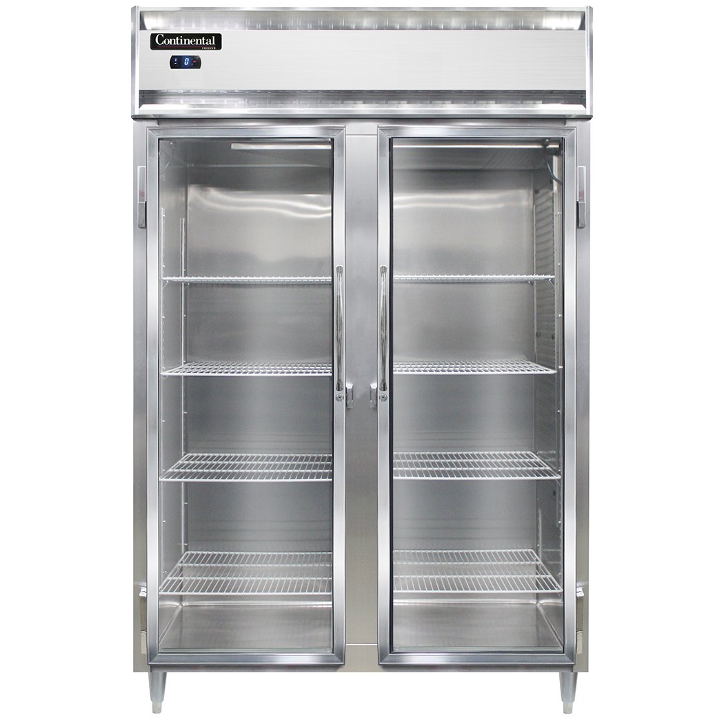 Continental Refrigerator D2FSNSAGD 52" Two Section Reach-In Freezer w/ 2 Glass Doors, Stainless Steel Exterior, 32 cu. ft.