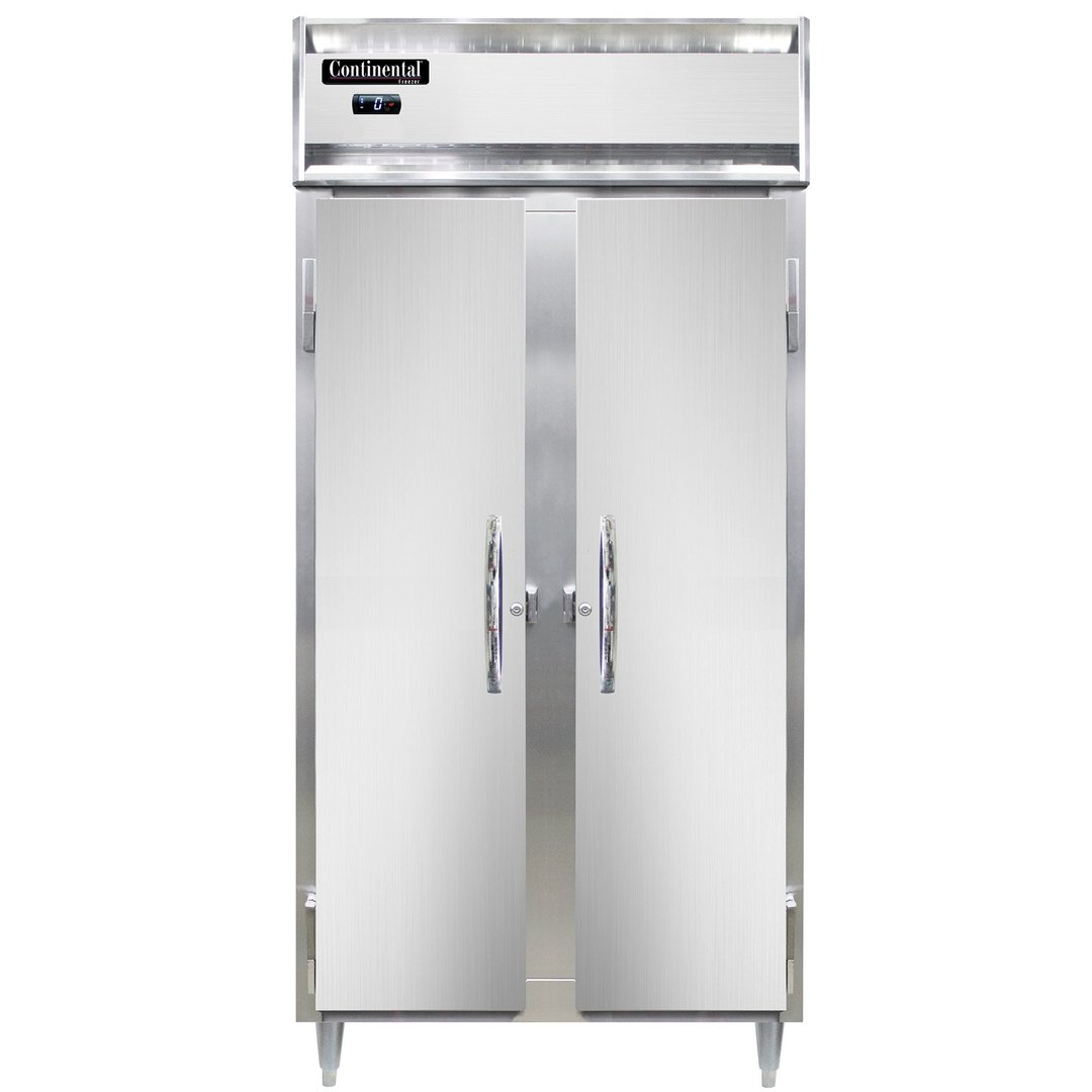 Continental Refrigerator D2FSENSS 36" Two Section Reach-In Freezer w/ 2 Solid Doors, All Stainless Steel, 32 cu. ft.
