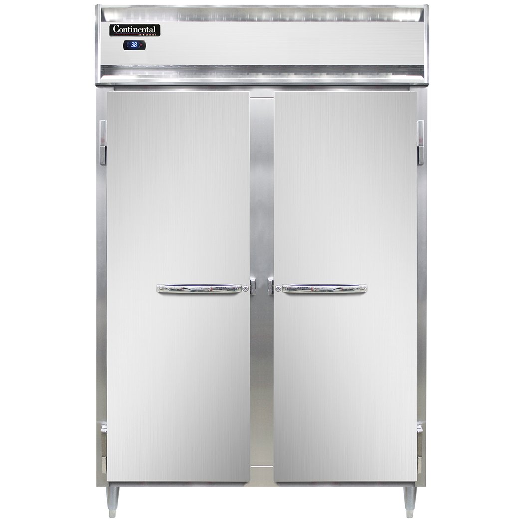 Continental Refrigerator D2RSNSA 52" Two Section Reach-In Refrigerator w/ 2 Solid Doors, Stainless Steel Exterior, 32 cu. ft.