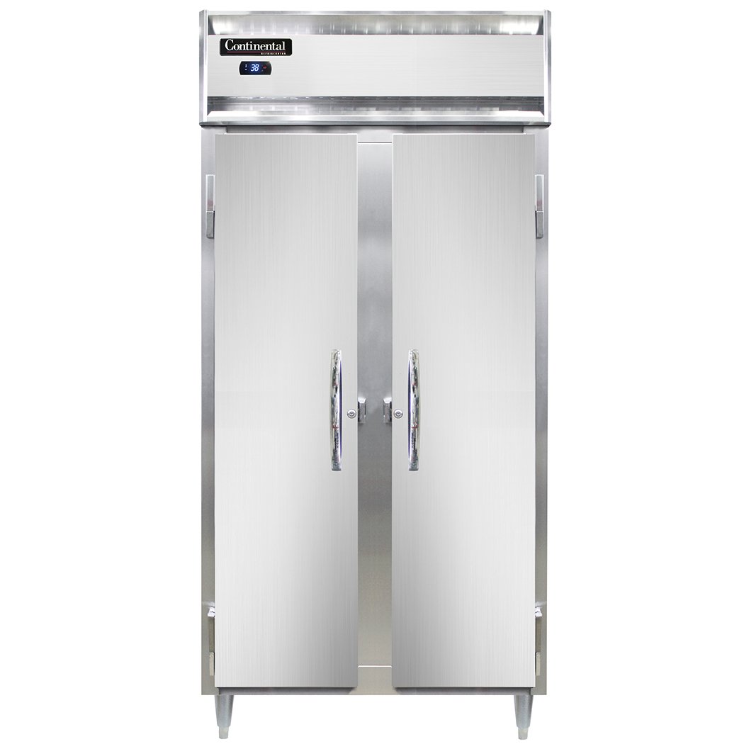 Continental Refrigerator D2RSESNSA 36" Two Section Reach-In Refrigerator w/ 2 Solid Doors, Stainless Steel Exterior, 24 cu. ft.