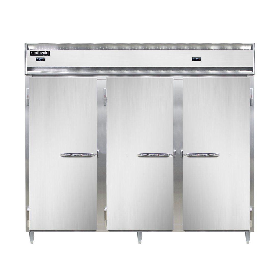 Continental Refrigerator DL3RFFES-SA 85" 3-Section Reach-In Refrigerator/Freezer Combo w/ 3 Solid Doors