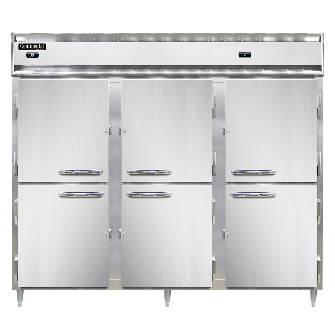 Continental Refrigerator D3RRFENSAHD 85" 3-Section Reach-In Refrigerator/Freezer Combo w/ 6 Half Solid Doors