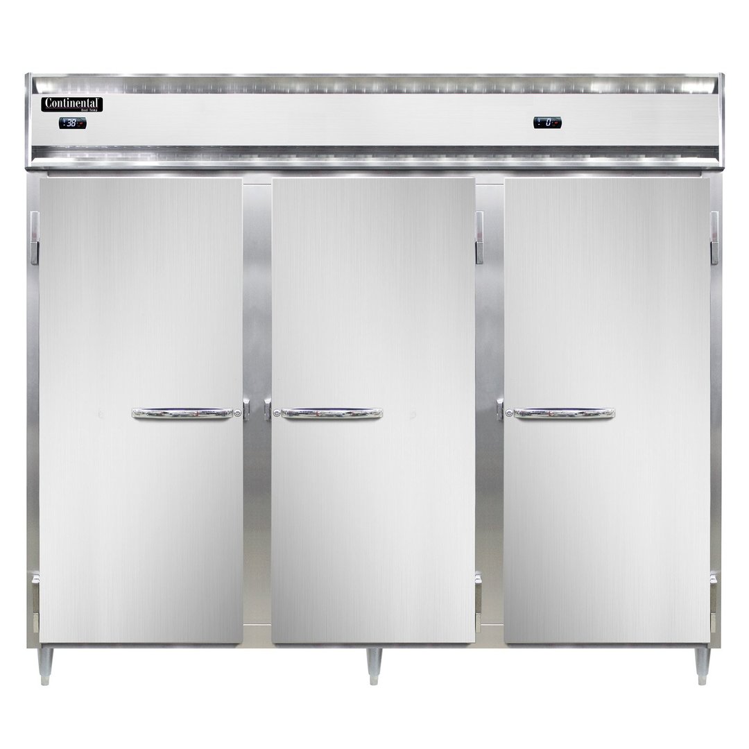 Continental Refrigerator D3RRFESNSA 85" 3-Section Reach-In Refrigerator/Freezer Combo w/ 3 Solid Doors