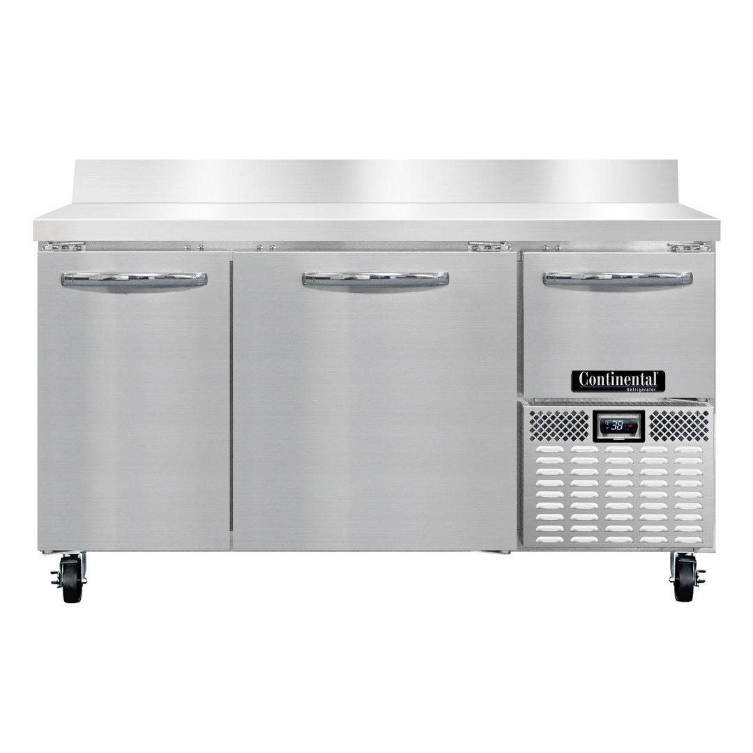 Continental Refrigerator RA60NBS 60" WorkTop Refrigerator w/ 2 Full & 1 Half Doors