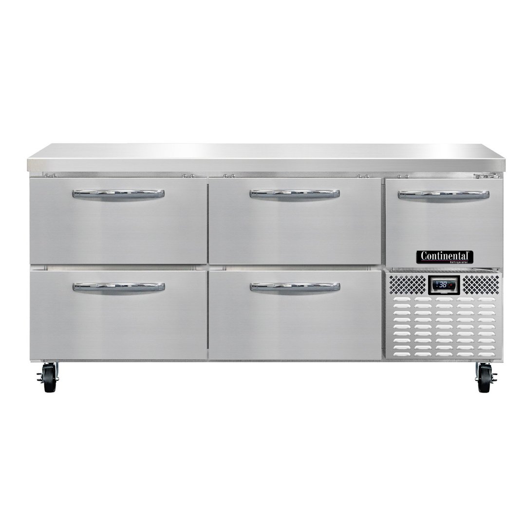 Continental Refrigerator RA68N-D 68" Worktop Refrigerator w/ 4 Drawers & 1 Half Door
