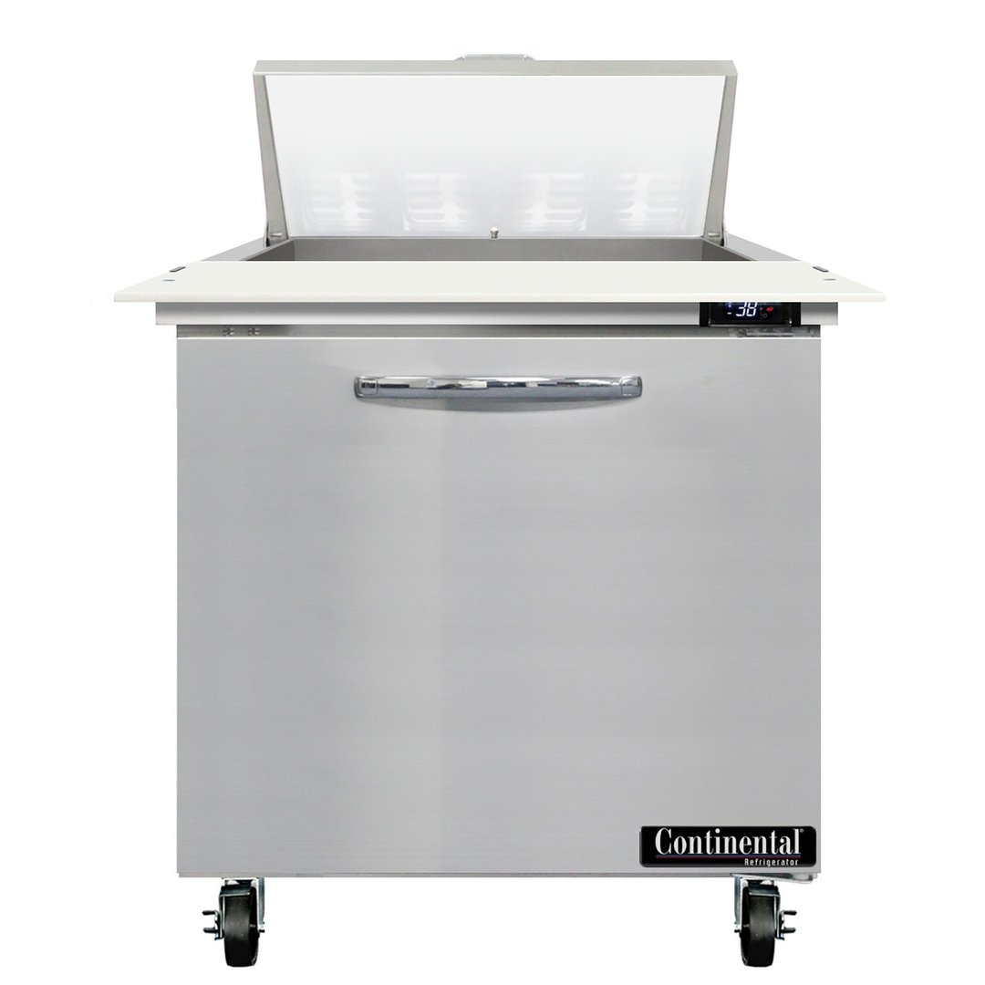 Continental Refrigerator SW32N8C 32" One Section Sandwich / Salad Prep Table w/ 1 Door, 8 Pans