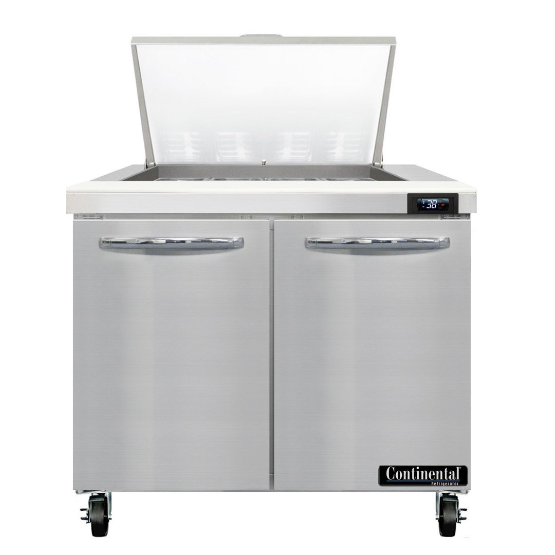 Continental Refrigerator SW36N12M 36" Mega Top Sandwich Prep Table w/ 2 Doors, 12 pans