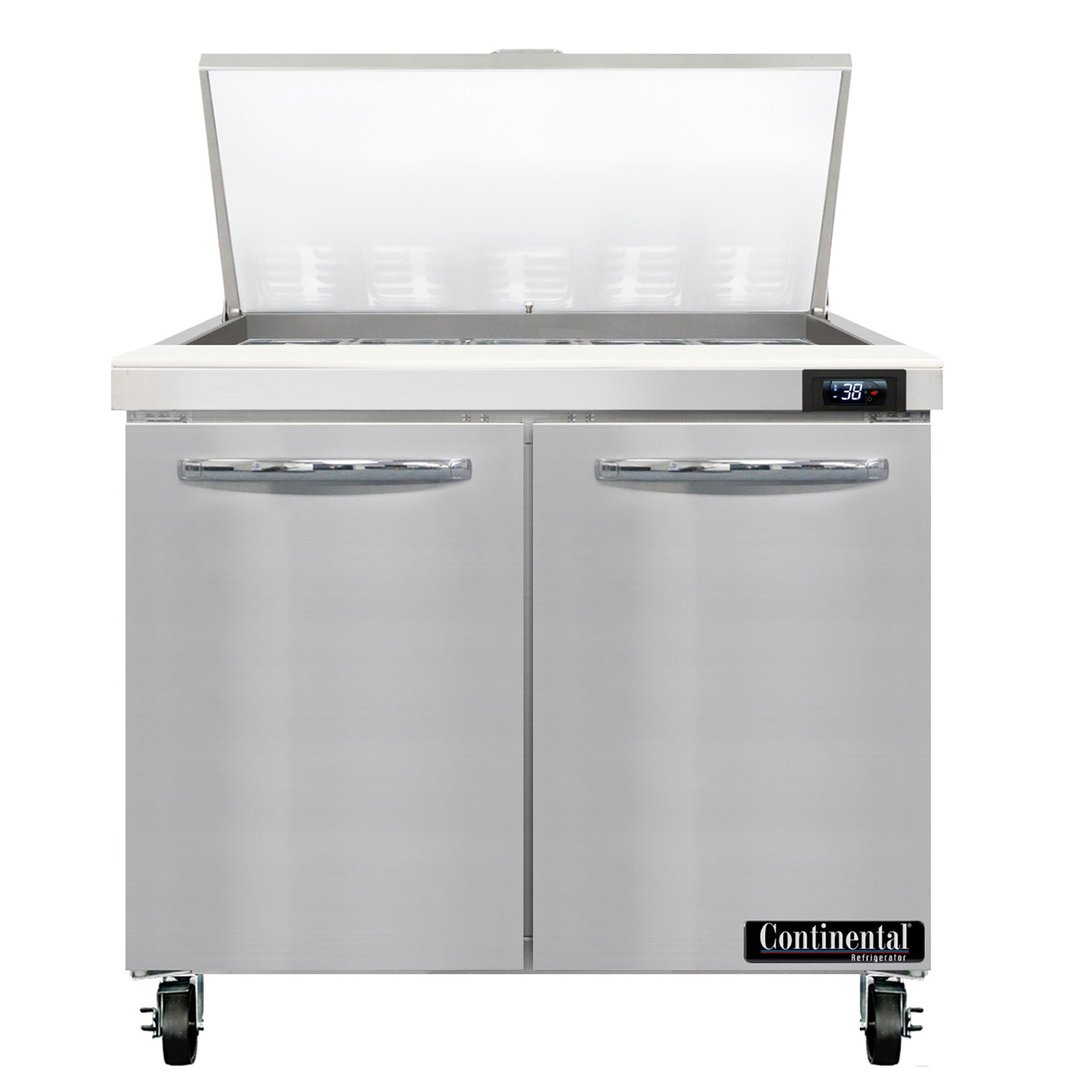 Continental Refrigerator SW36N15M 36" Mega Top Sandwich Prep Table w/ 2 Doors, 15 pans