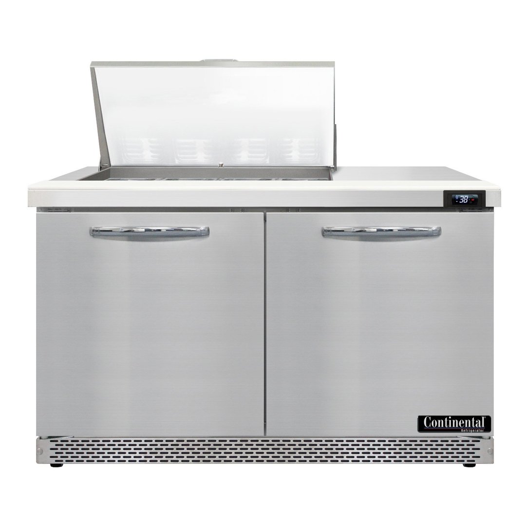 Continental Refrigerator SW48N12M-FB 48" Mega Top Sandwich Prep Table w/ 2 Doors, 12 pans
