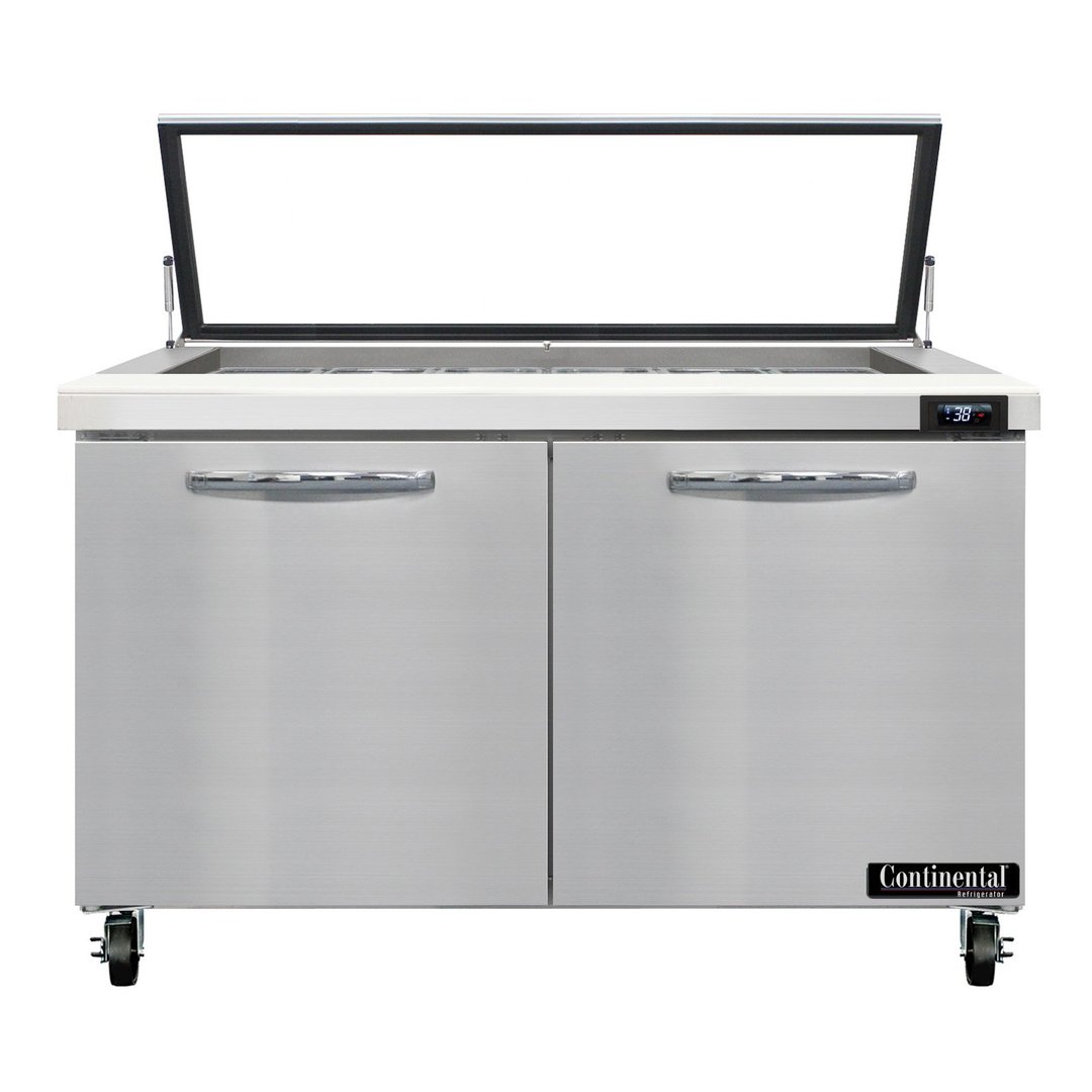 Continental Refrigerator SW48N18M-HGL 48" Mega Top Sandwich Prep Table w/ 2 Doors, 18 pans