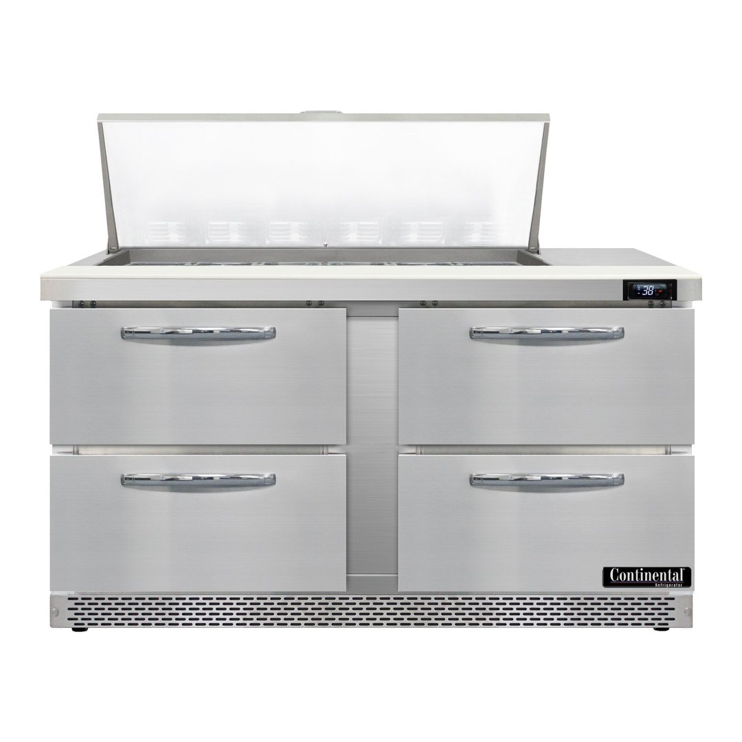 Continental Refrigerator SW60N18M-FB-D 60" Mega Top Sandwich Prep Table w/ 4 Drawers, 18 pans