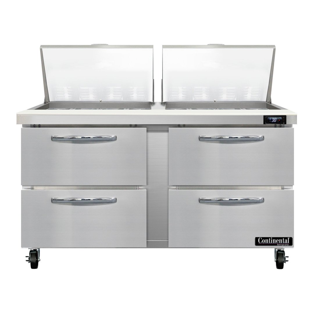 Continental Refrigerator SW60N24M-D 60" Mega Top Sandwich Prep Table w/ 4 Drawers, 24 pans