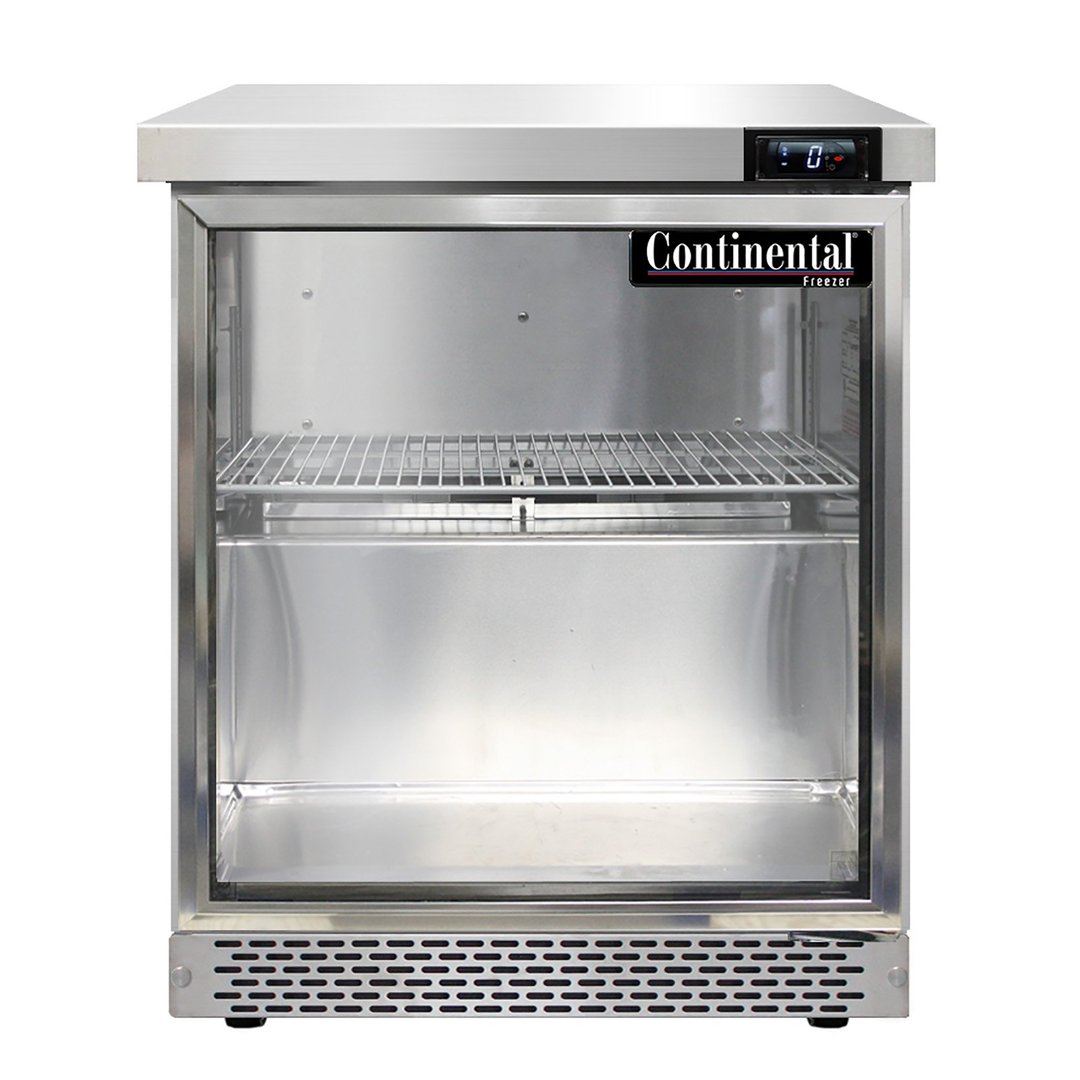 Continental Refrigerator SWF27NGD-FB 27" 1-Section Worktop Freezer w/ 1 Glass Door, 7.4 cu. ft.