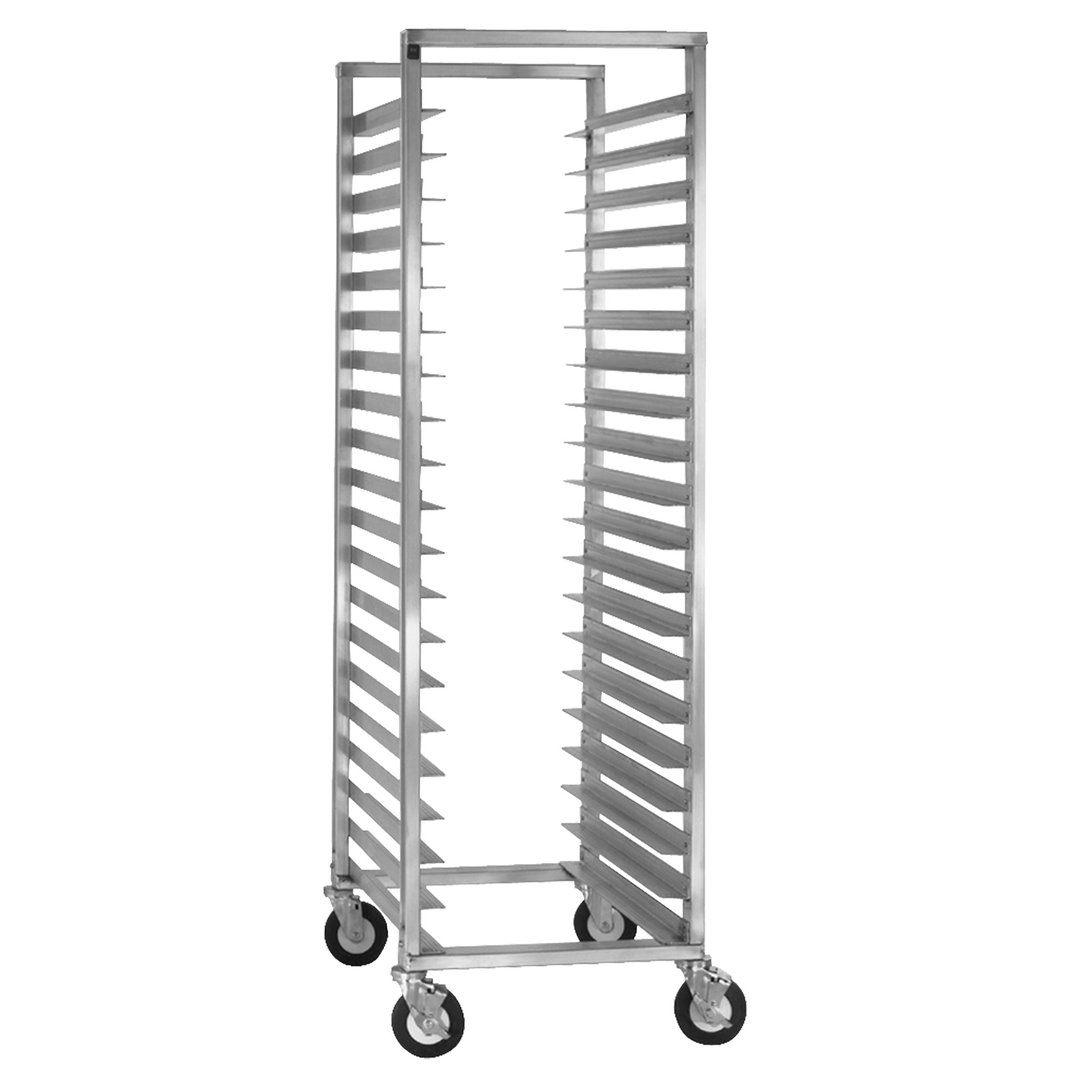 Cres Cor 2071820 20 Pan End Load Full Height Mobile Aluminum Sheet Pan Rack w/ 3" Bottom Load Slides