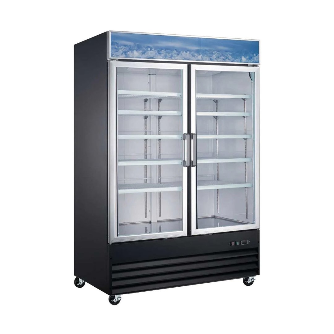 Coldline D53-B 53" 2 Glass Door Freezer Merchandiser in Black, 45 cu. ft.