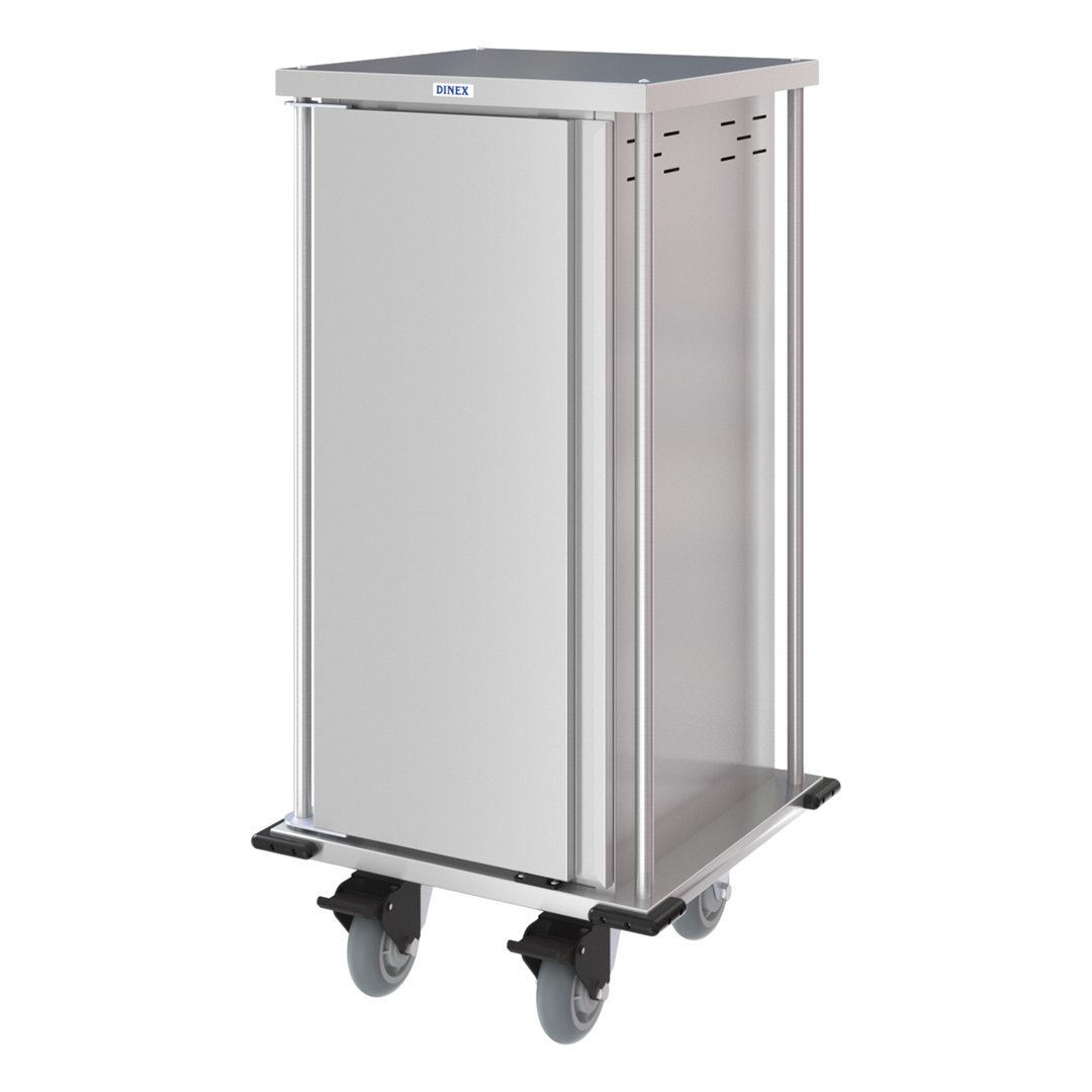 Dinex DXPTQC1T1D8 Stainless Steel 8 Trays TQ Compact Meal Delivery Cart w/ 1 Door