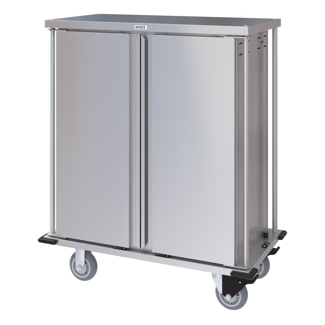 Dinex DXPTQC1T2D16 Stainless Steel 16 Trays TQ Compact Meal Delivery Cart w/ 2 Doors