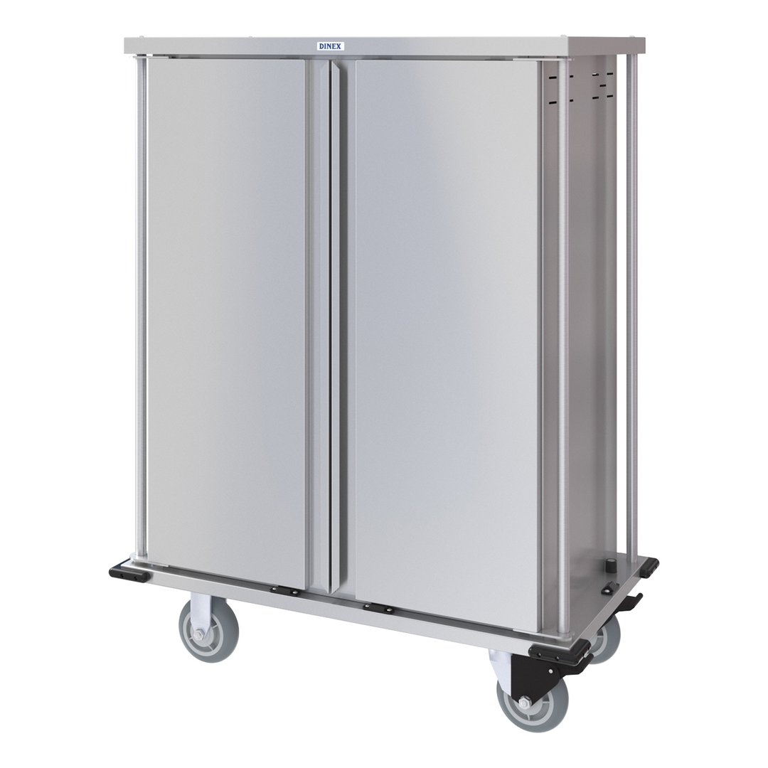 Dinex DXPTQC1T2D18 Stainless Steel 18 Trays TQ Compact Meal Delivery Cart w/ 2 Doors