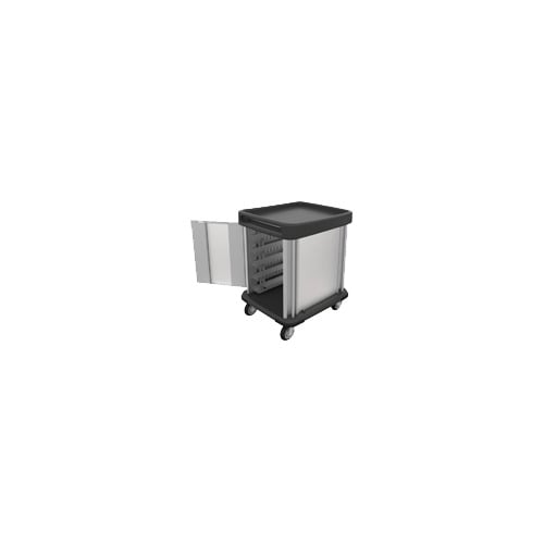 Dinex DXSU2T1D10 Stainless Steel 10 Trays TQ Supreme Meal Delivery Cart w/ 1 Door
