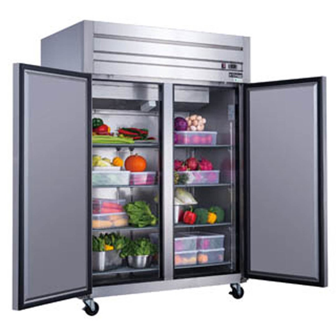 Dukers Appliance Co D55AR 55" Two Section Reach-In Refrigerator w/ 2 Solid Doors, Top Mount, Stainless Steel, 42 cu. ft.