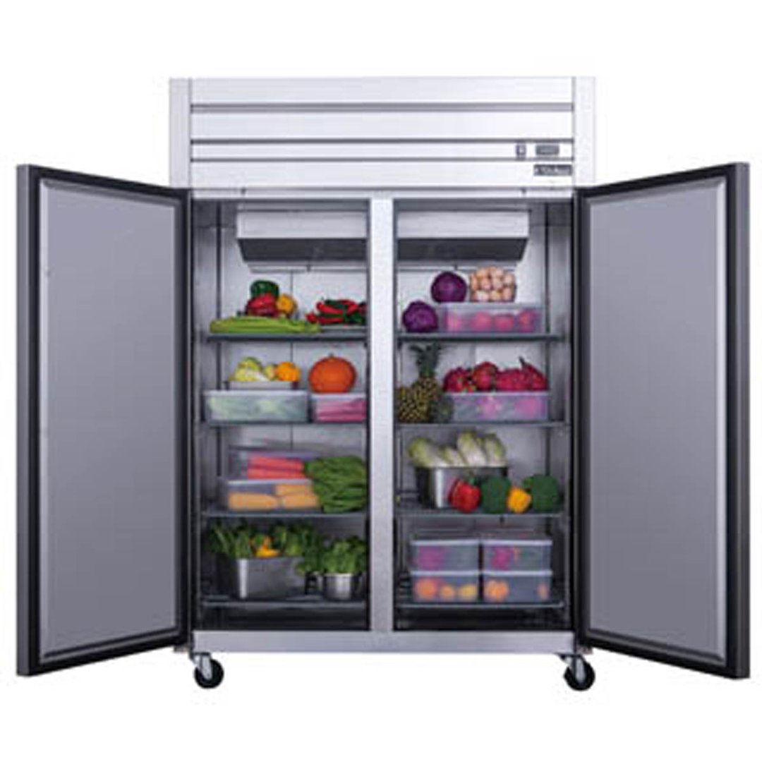 Dukers Appliance Co D55AR 55" Two Section Reach-In Refrigerator w/ 2 Solid Doors, Top Mount, Stainless Steel, 42 cu. ft.
