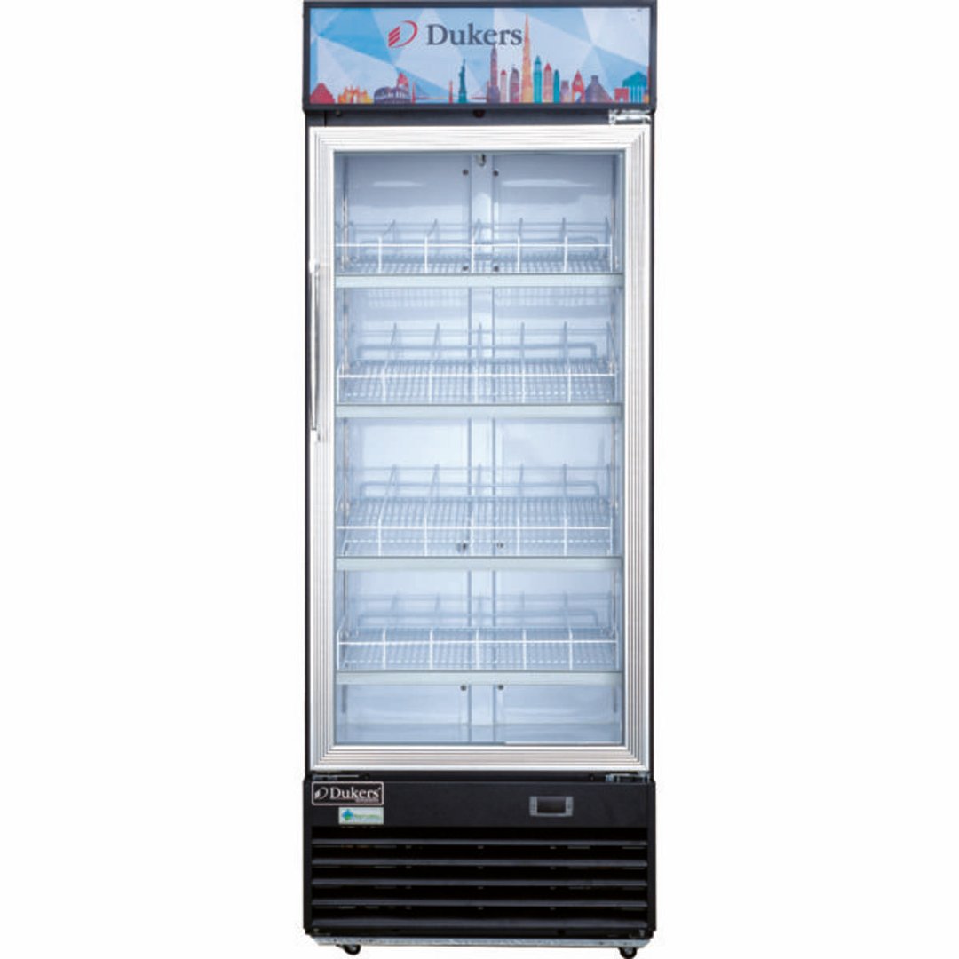 Dukers Appliance Co DSM-12R 25" One Glass Door Merchandiser Refrigerator in Black, 11.5 cu. ft.