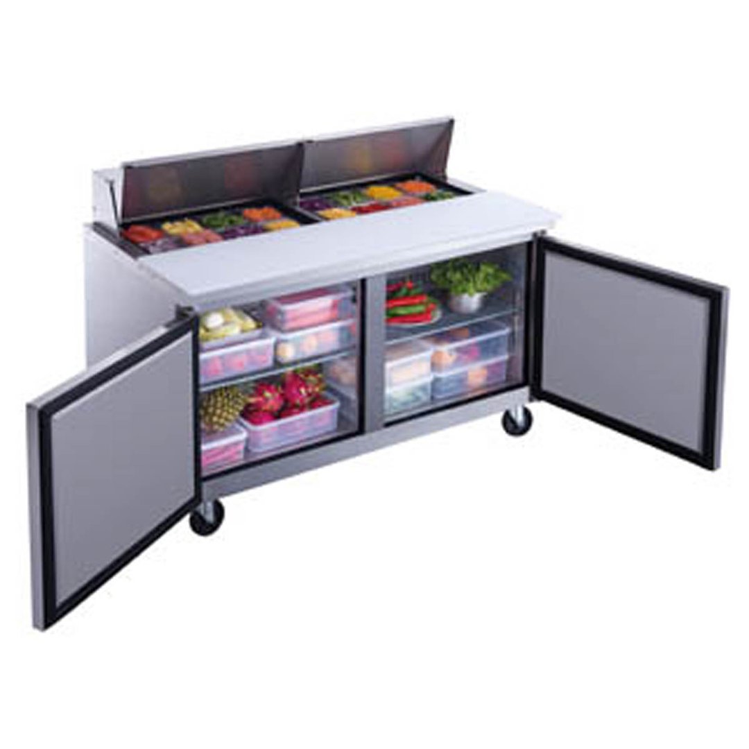 Dukers Appliance Co DSP60-16-S2 60" Two Section Sandwich/Salad Prep Table w/ 2 Doors, 16 Pans