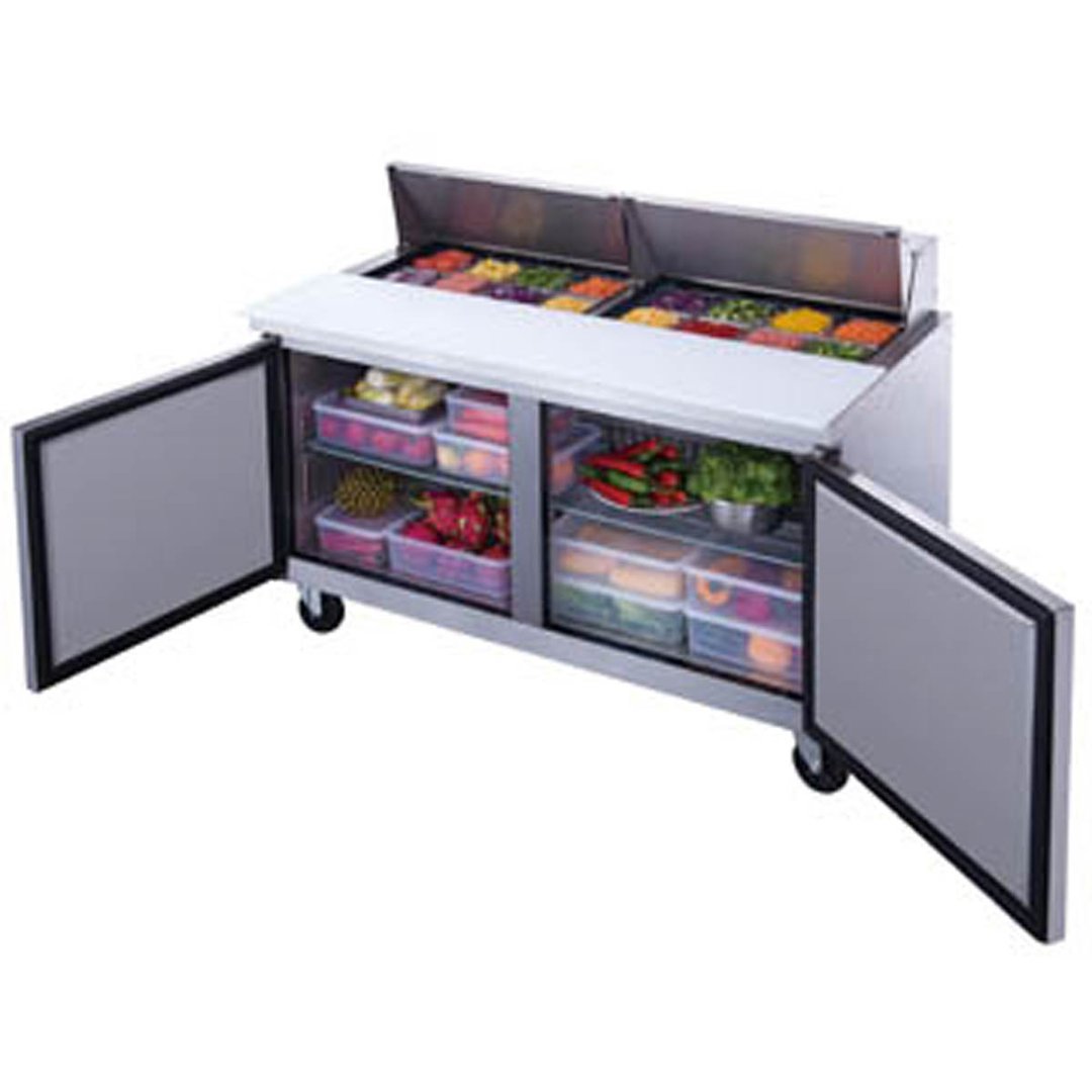Dukers Appliance Co DSP60-16-S2 60" Two Section Sandwich/Salad Prep Table w/ 2 Doors, 16 Pans