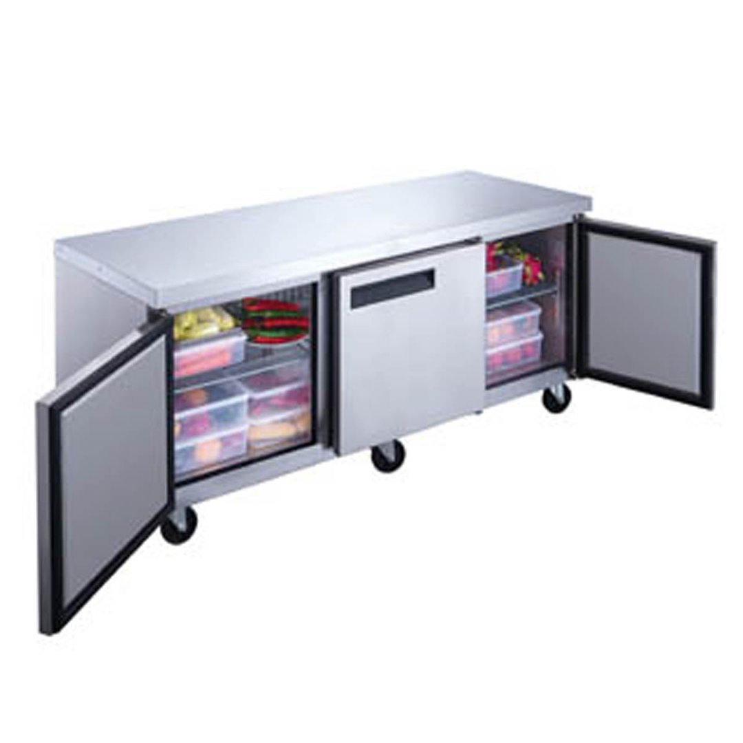 Dukers DUC72R 72" Three Section Undercounter Refrigerator w/ 3 Doors, 19 cu. ft.