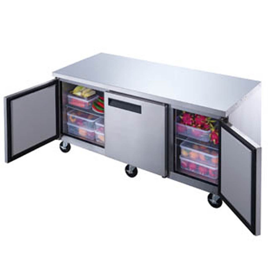Dukers DUC72R 72" Three Section Undercounter Refrigerator w/ 3 Doors, 19 cu. ft.