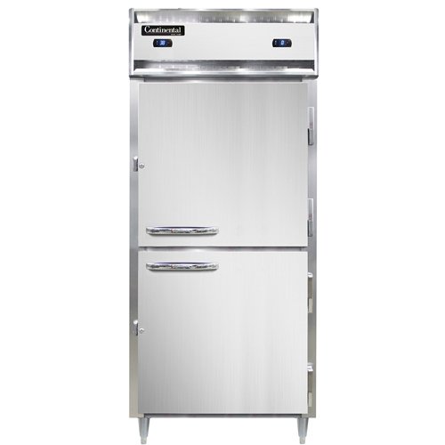 Continental Refrigerator D1RFXNHD 36" 1-Section Reach-In Refrigerator/Freezer Combo w/ 2 Half Solid Doors