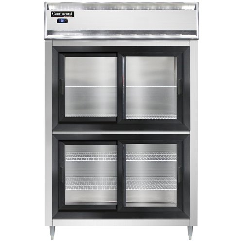 Continental Refrigerator D2RNSGDHD 52" Two Section Reach-In Refrigerator w/ 4 Sliding Half Glass Doors, 50 cu. ft.
