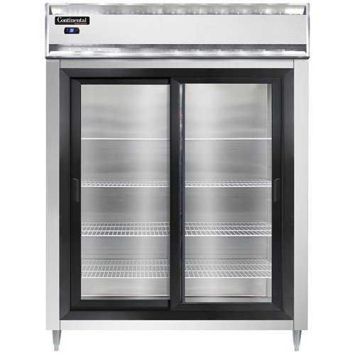 Continental Refrigerator D2RENSGD 57" Two Section Reach-In Refrigerator w/ 2 Sliding Glass Doors, 52 cu. ft.
