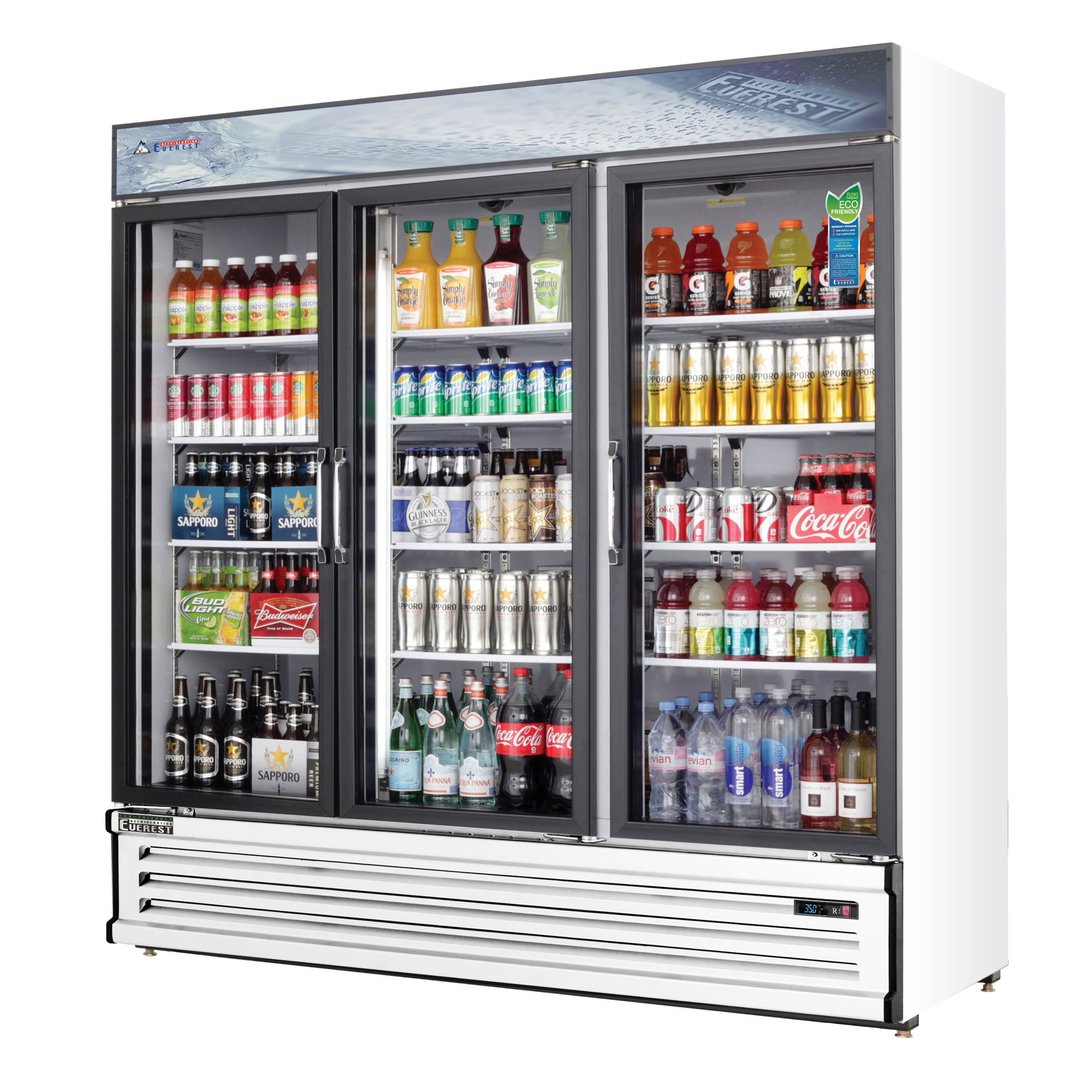 Everest EMSGR69 72" Three Doors Merchandiser Refrigerator, White Exterior, 71 cu. ft.
