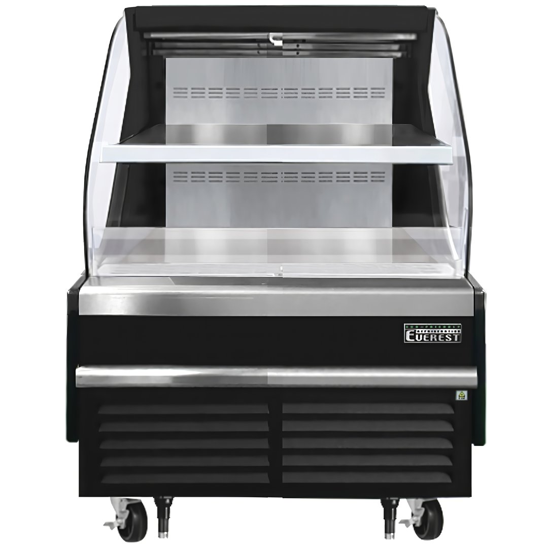 Everest EOMH-36-B-35-T 37" Horizontal Open Air Merchandiser in Black, 1 Shelf, Open Curved, 7.4 cu. ft.