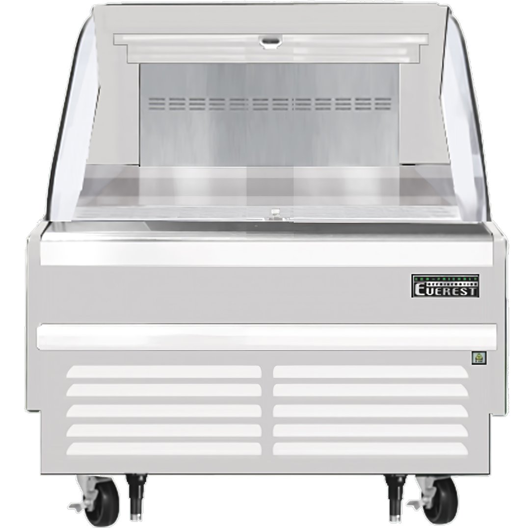 Everest EOMH-36-W-35-S 37" Horizontal Open Air Merchandiser in White, Deck Only, Open Curved, 5.6 cu. ft.