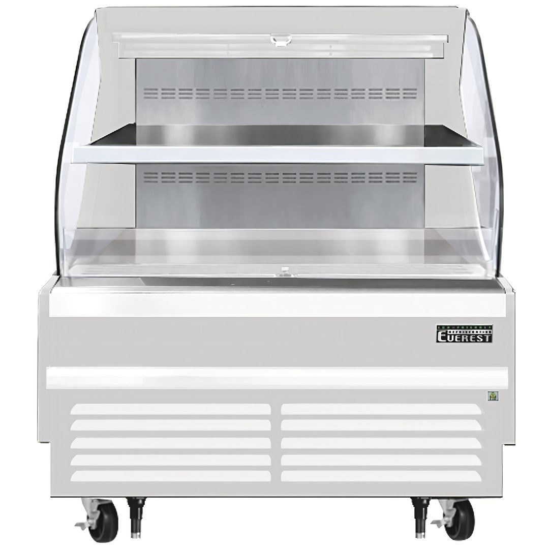 Everest EOMH-48-W-35-T 48" Horizontal Open Air Merchandiser in White, 1 Shelf, Open Curved, 9.7 cu. ft.