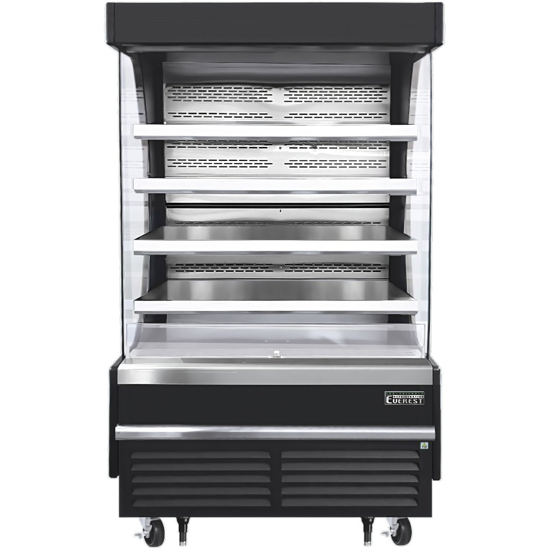 Everest EOMV-48-B-35-T 48" Vertical Open Air Merchandiser in Black, High Profile, 4 Shelves, 24 cu. ft.