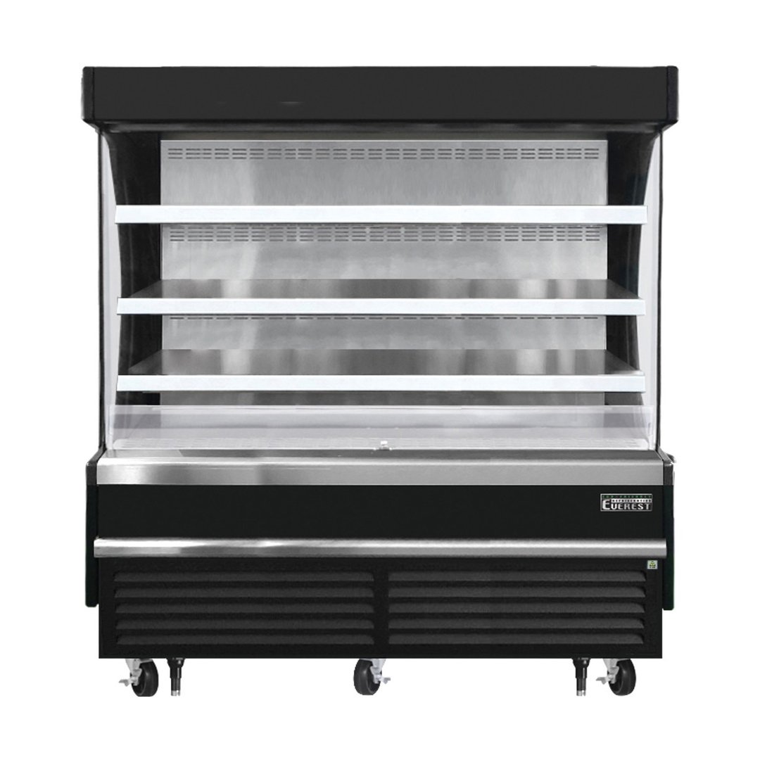 Everest EOMV-72-B-28-S 73" Vertical Open Air Merchandiser in Black, High Profile, 3 Shelves, 19 cu. ft.